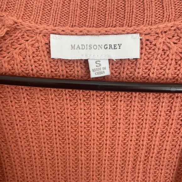 Madison Grey Coral Chunky Knit Cardigan Small Balloon Sleeve Cozy Sweater - Picture 5 of 8